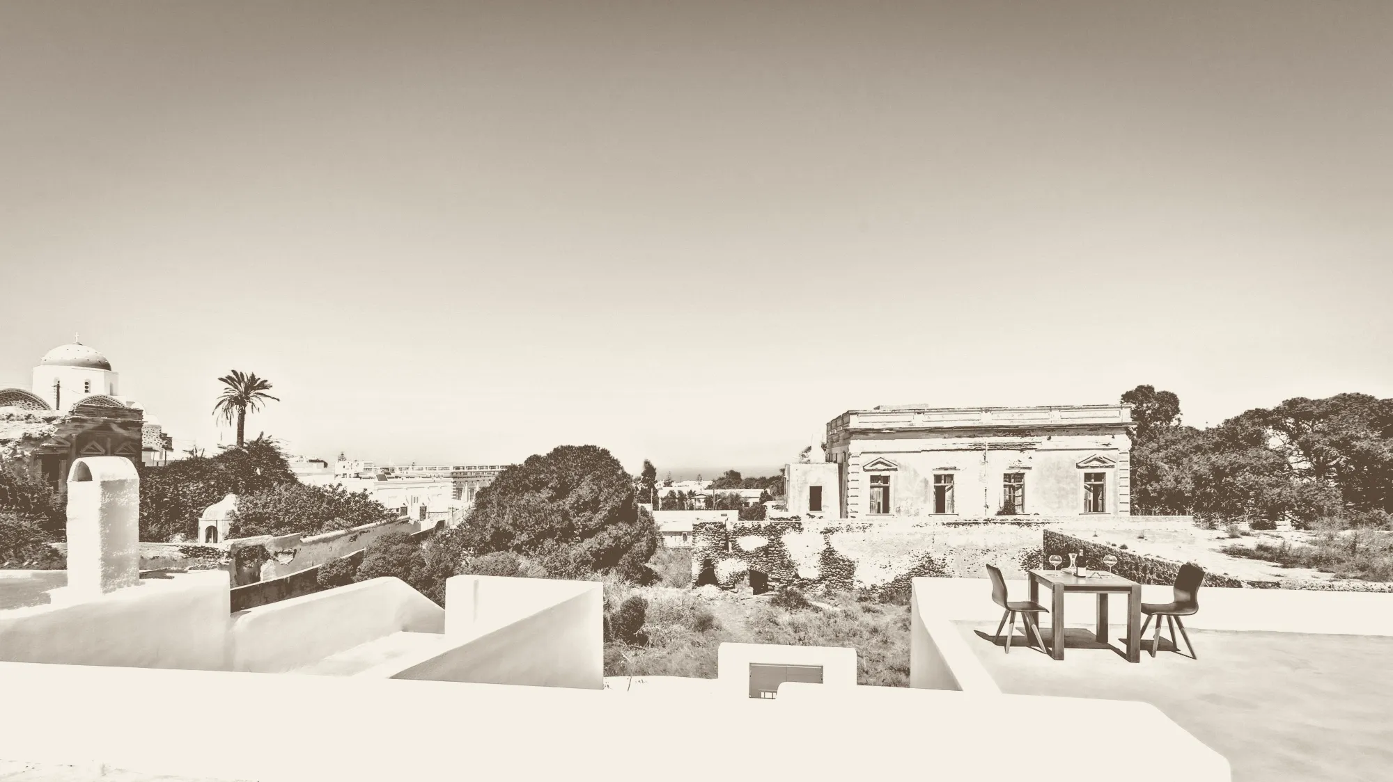 The terrace above the canava, open to the village and the light